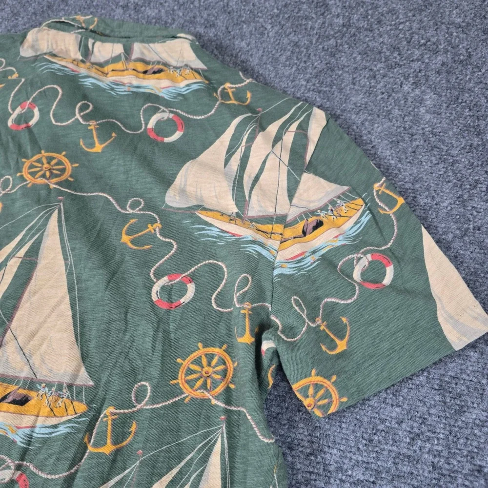 Ralph Lauren‎ Sailboat Print Shirt Anchor Nautical Olive Green XL/TG mac miller - Picture 10 of 13